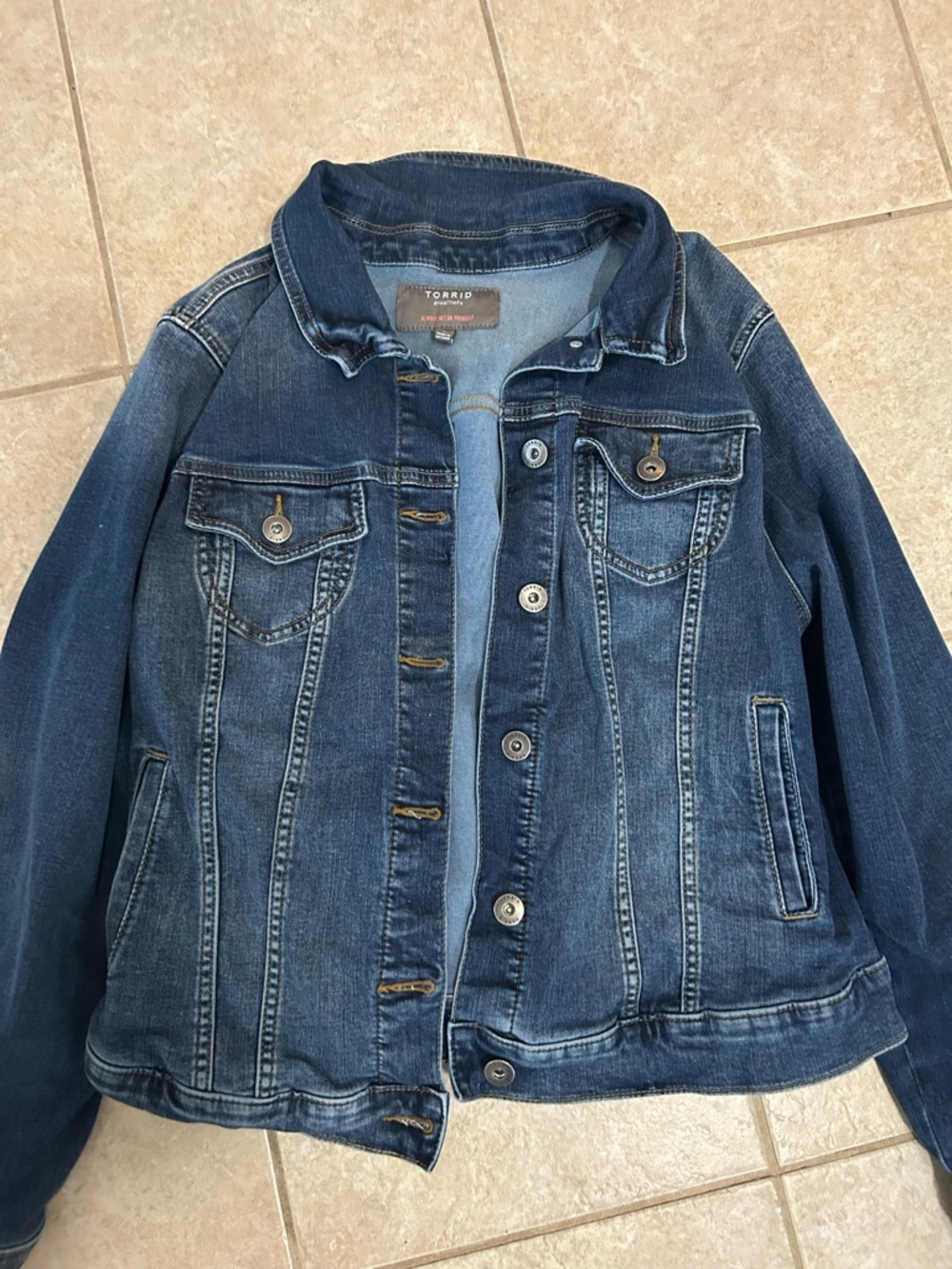 torrid Dark Blue Denim Jacket with Contrast Stitching